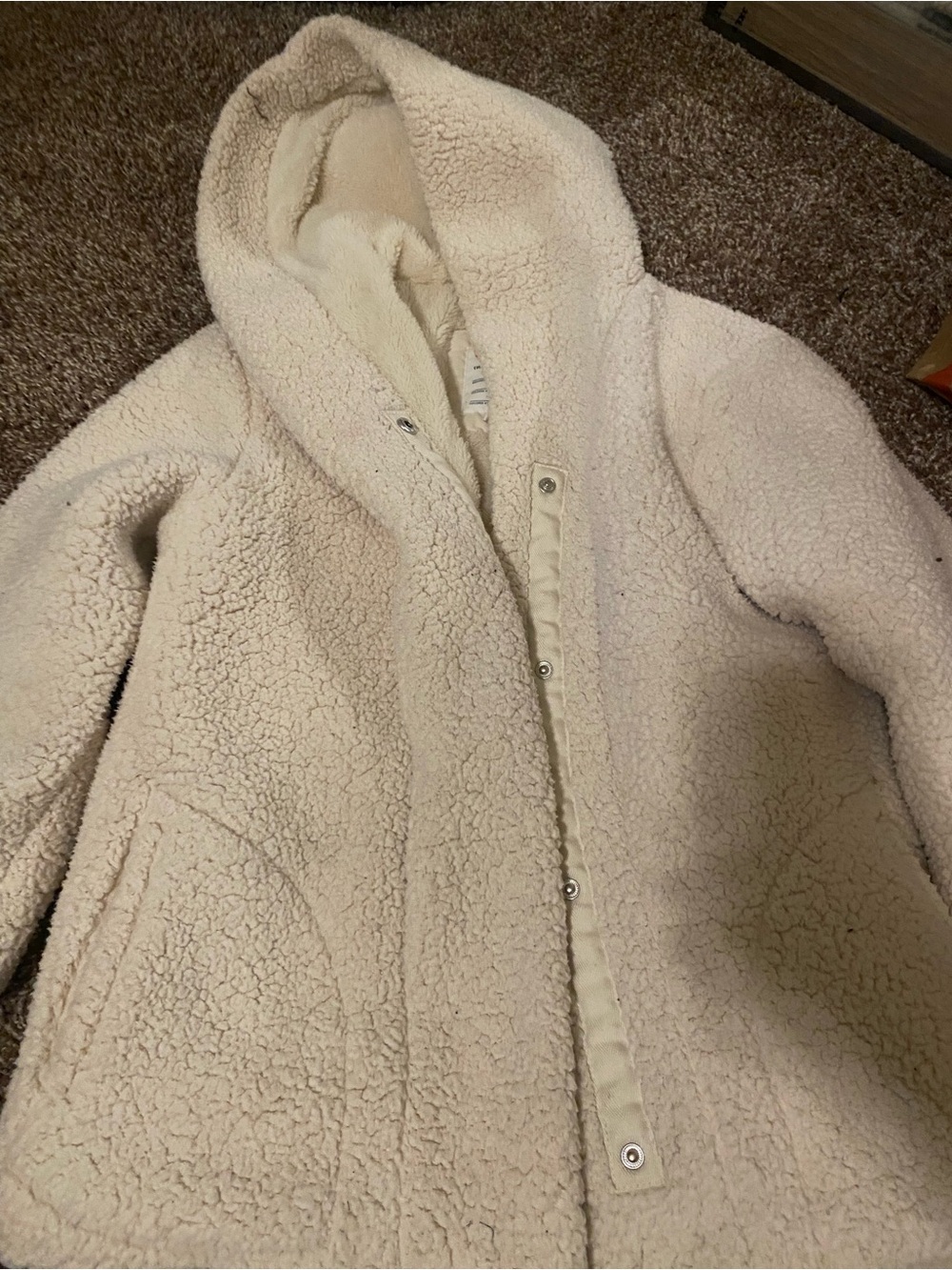 Cat & Jack Cream Sherpa Hooded Snap Jacket